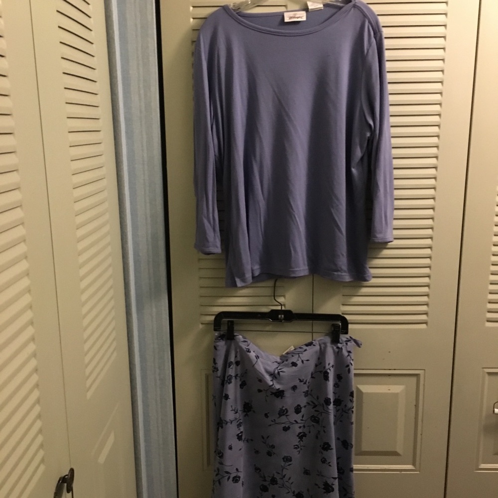 Worthington 2-Piece Periwinkle Top & Skirt
